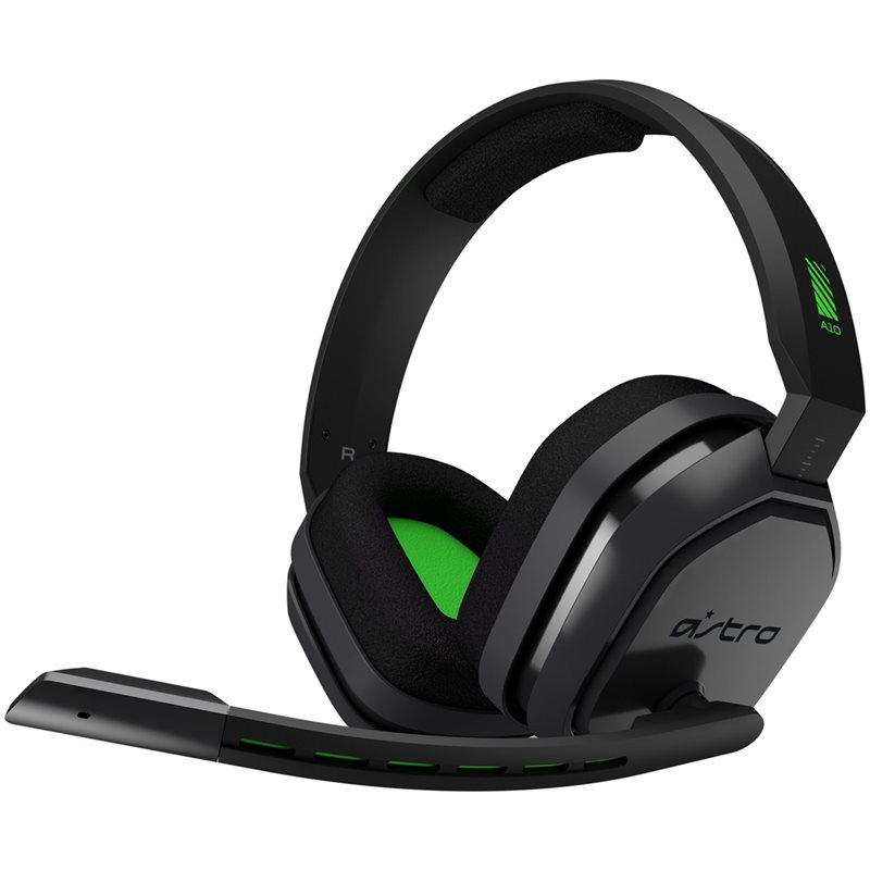 Logitech A10 Headset -pelikuulokkeet mikrofonilla, harmaa/vihreä