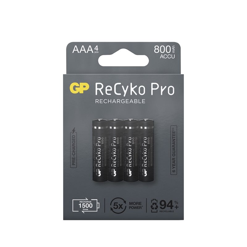 GP ReCyko Pro NiMH 800mAh AAA, 4kpl/pakkaus