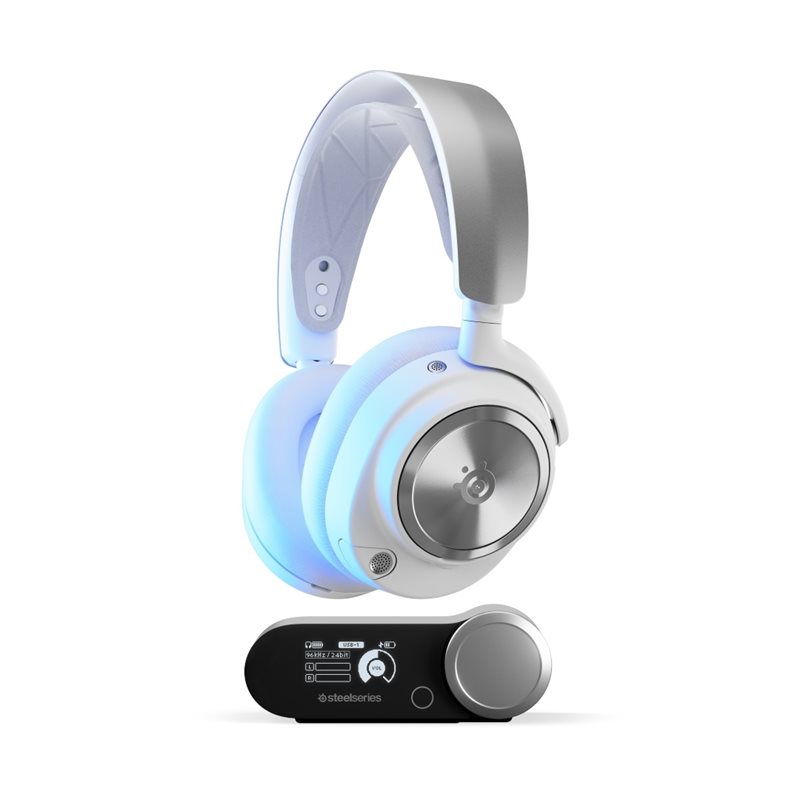 SteelSeries Arctis Nova Pro Wireless P White, langattomat pelikuulokkeet mikrofonilla, PlayStation, valkoinen