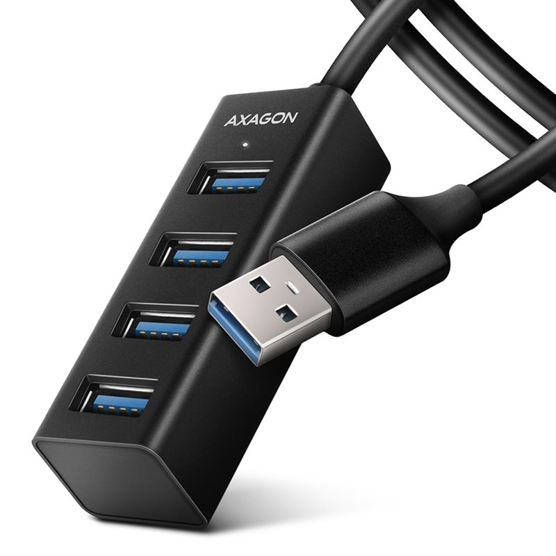 AXAGON 3.2 Gen 1 USB-A-hubi, 4x USB-A, 1,2m, musta