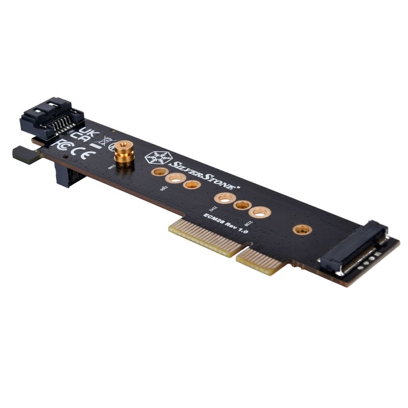 SilverStone ECM28, 1 x NVMe & 1 x SATA M.2 SSD -> PCIe x4 1U -sovitinkortti (Tarjous! Norm. 24,90€)