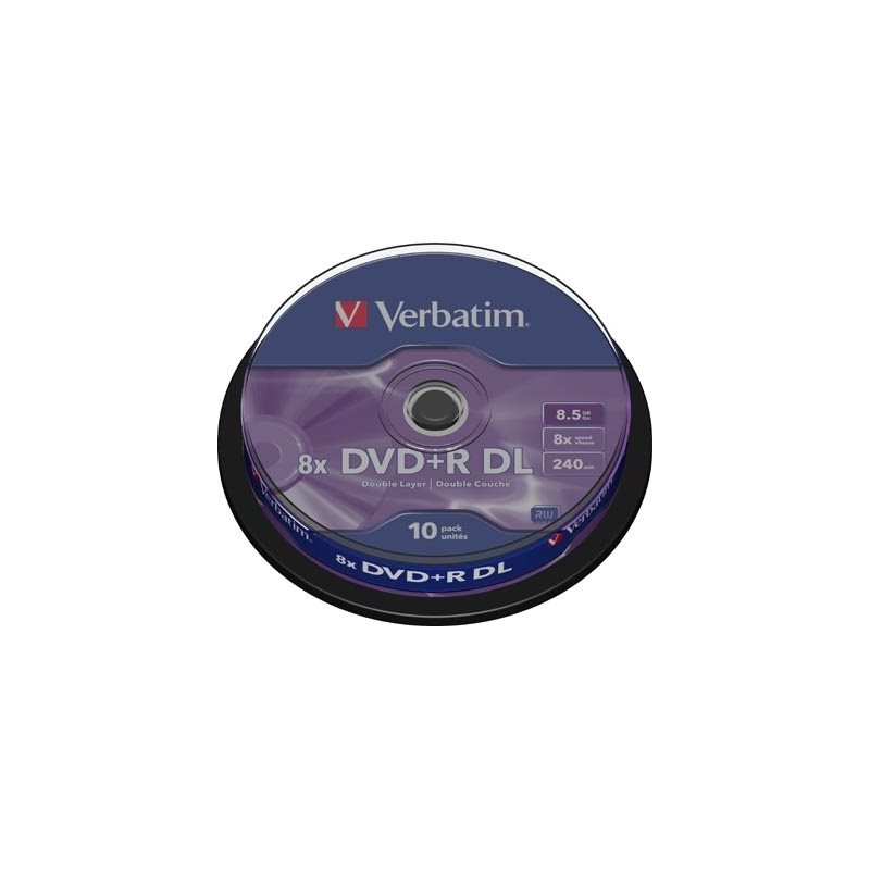 Verbatim DVD+R DL, 8x, 8,5 GB/240 min, 10-pakkaus spindle, AZO