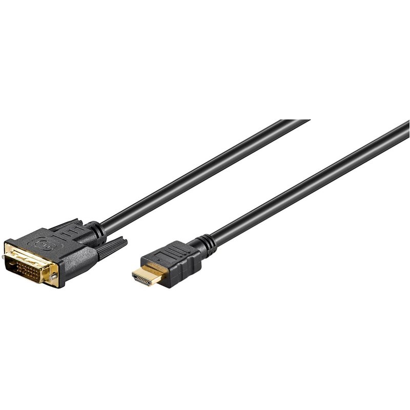 MicroConnect HDMI -> DVI-D -adapterikaapeli, Dual-Link, 1m, musta
