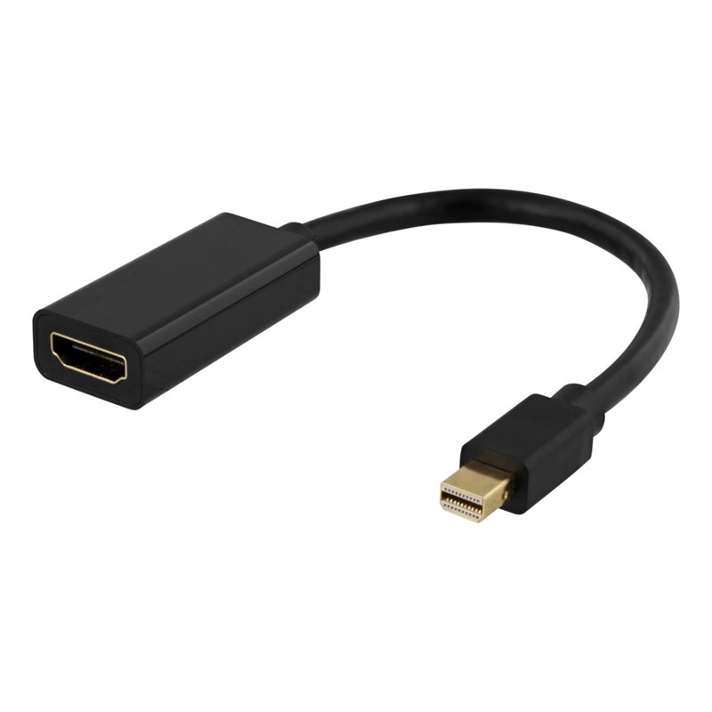 Deltaco Mini DisplayPort uros - HDMI naaras -adapteri, 4K60Hz, musta
