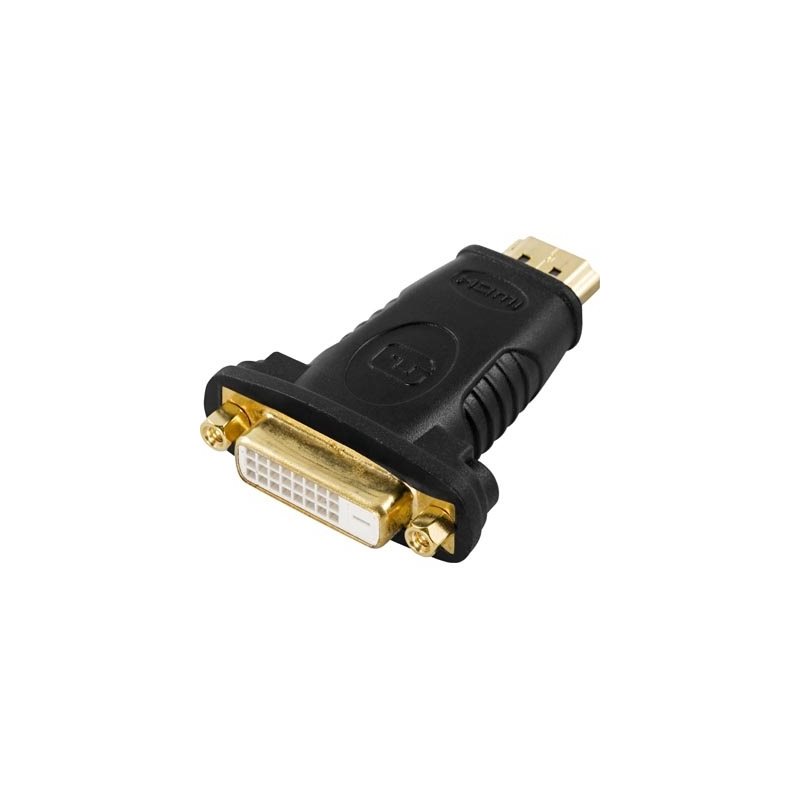 Deltaco HDMI-adapteri, HDMI 19-pin uros DVI-D naaraalle, kullattu