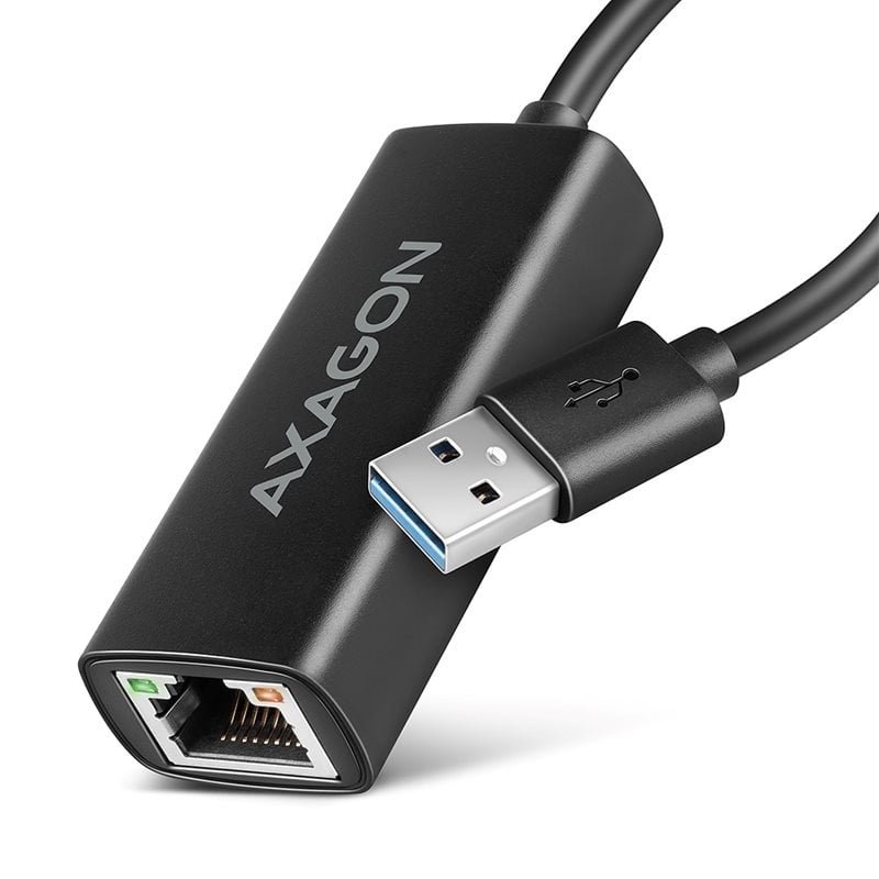 AXAGON Verkkoadapteri, 3.2 Gen 1 USB-A -> Gigabit Ethernet, 0,15m, musta