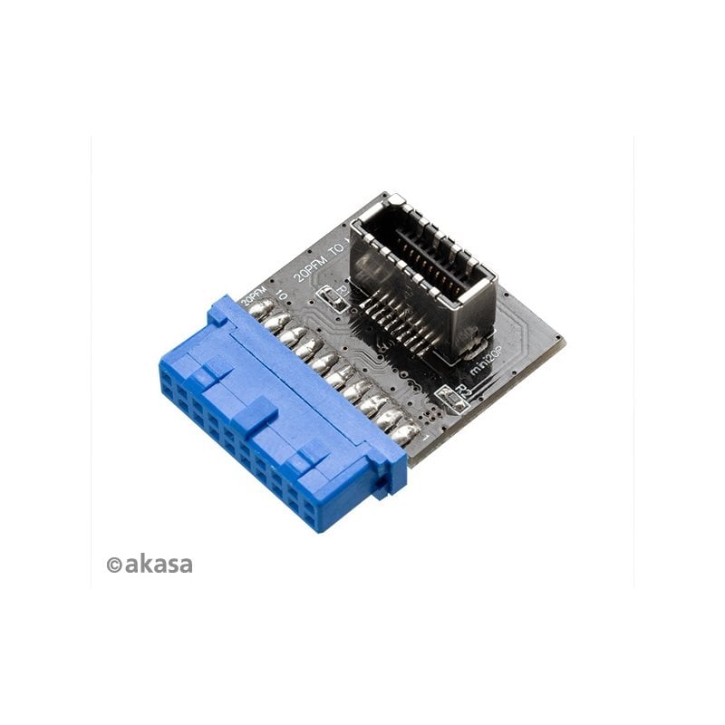 Akasa (Outlet) 20-pin USB 3.1 sisäinen liitäntä, musta/sininen