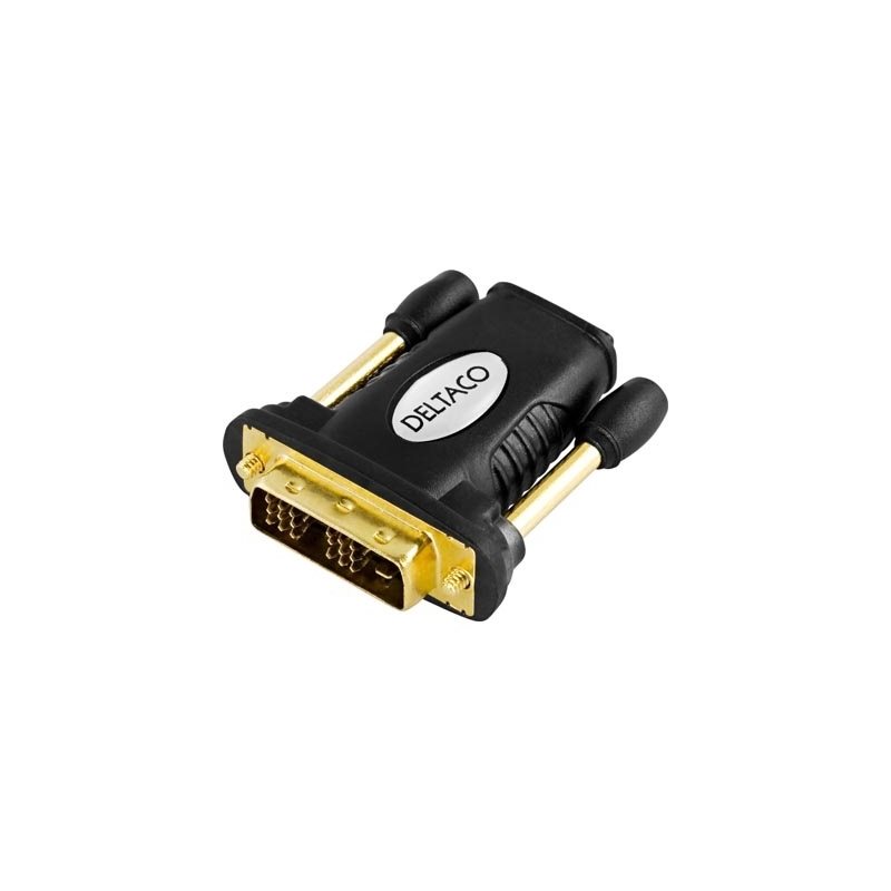 Deltaco HDMI-adapteri, HDMI 19-pin naaras DVI-D urokseen, kullattu