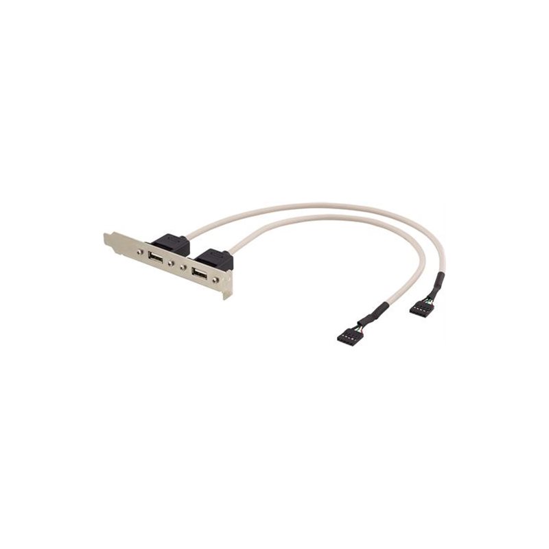 Deltaco Emolevyyn kytkettävä USB 2.0 -kaapeli, PCI-takalevy, 0,3m