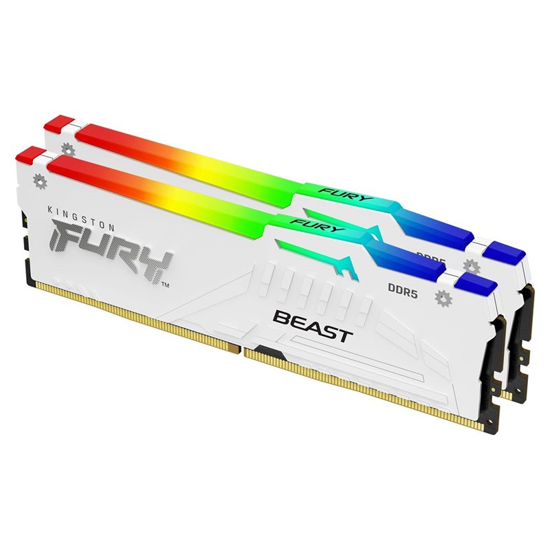 Kingston 64GB (2 x 32GB) FURY Beast White RGB, DDR5 6400MHz, CL32, 1.40V, valkoinen