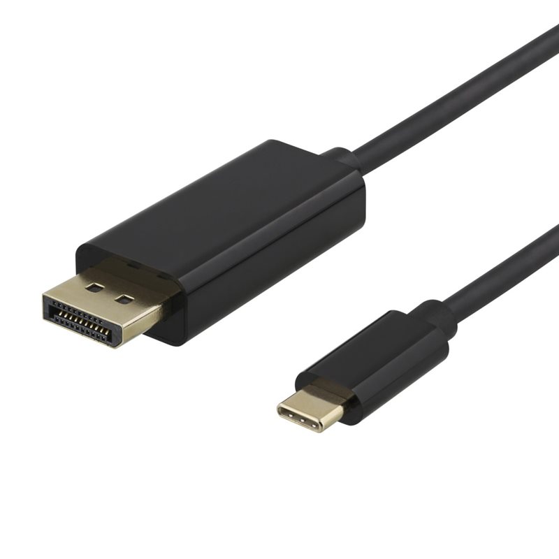 Deltaco USB-C - DisplayPort -kaapeli, 1m, musta