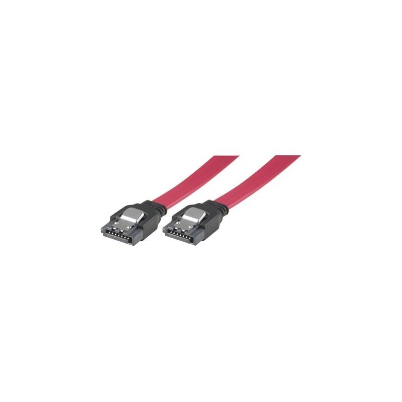 Deltaco SATA3 -kaapeli, lukkoklipsi, 50cm, punainen