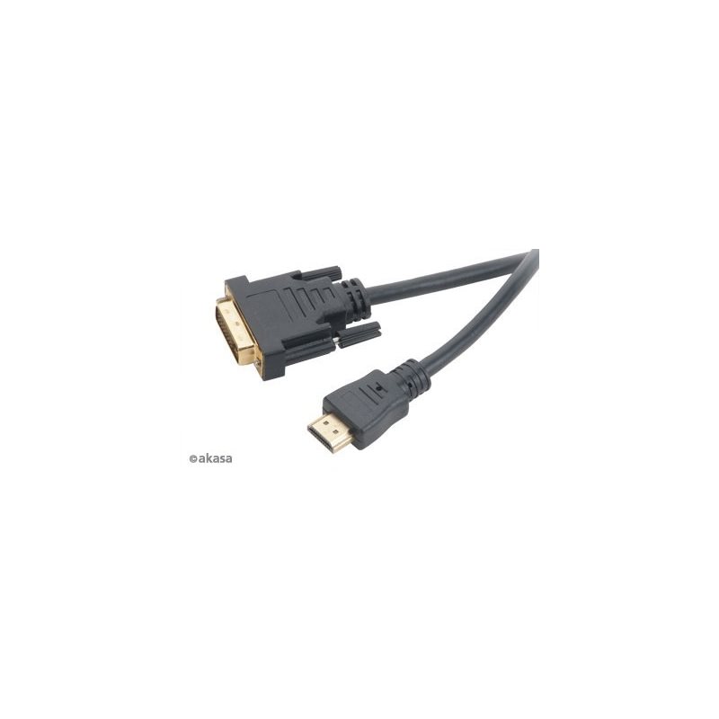 Akasa HDMI <> DVI-D -adapterikaapeli, Dual-Link, 2m, musta