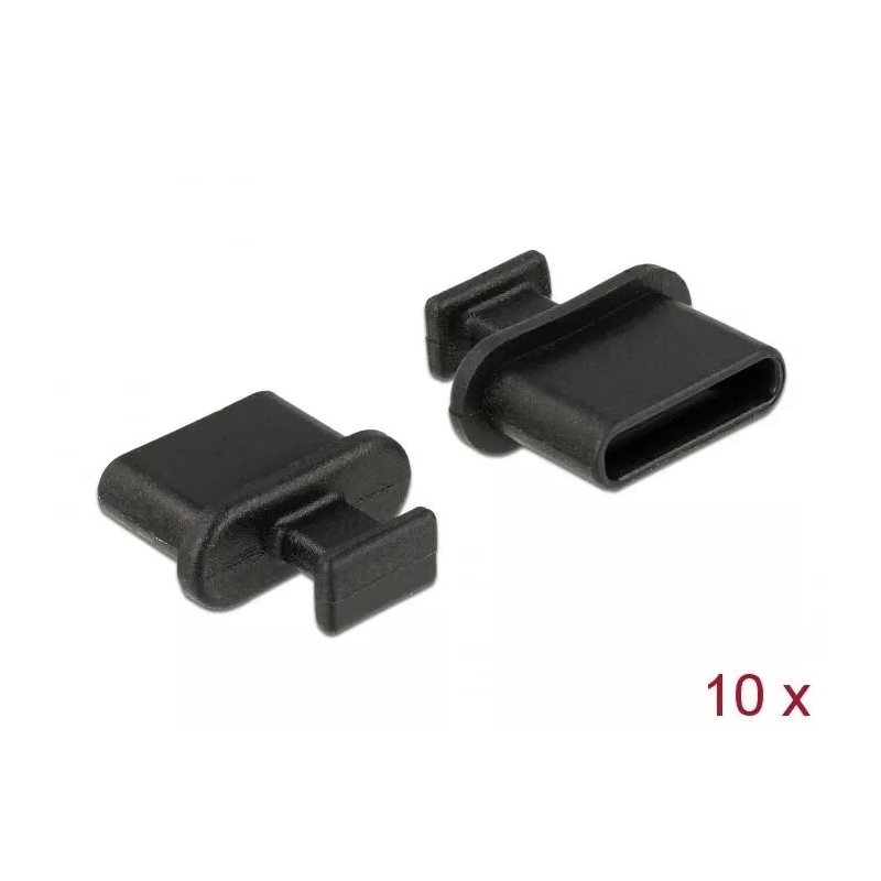 DeLock Pölysuoja USB-C gripillä, 10kpl, musta
