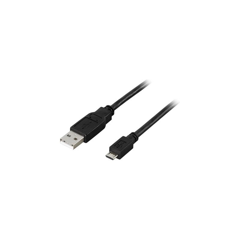 Deltaco 2.0 USB-A - Micro-USB -kaapeli, 5-pin, 5m, musta