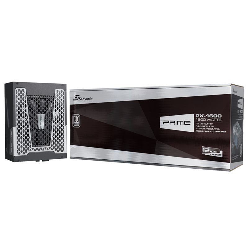 Seasonic 1600W PRIME PX-1600 ATX 3.0 -virtalähde, 80 Plus Platinum, musta