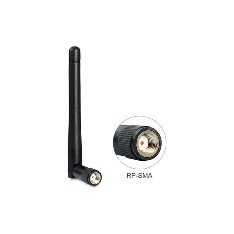 DeLock WLAN antenni RP-SMA, 2 dBi,ympärisäteilevä, 802.11 b/g/n, musta