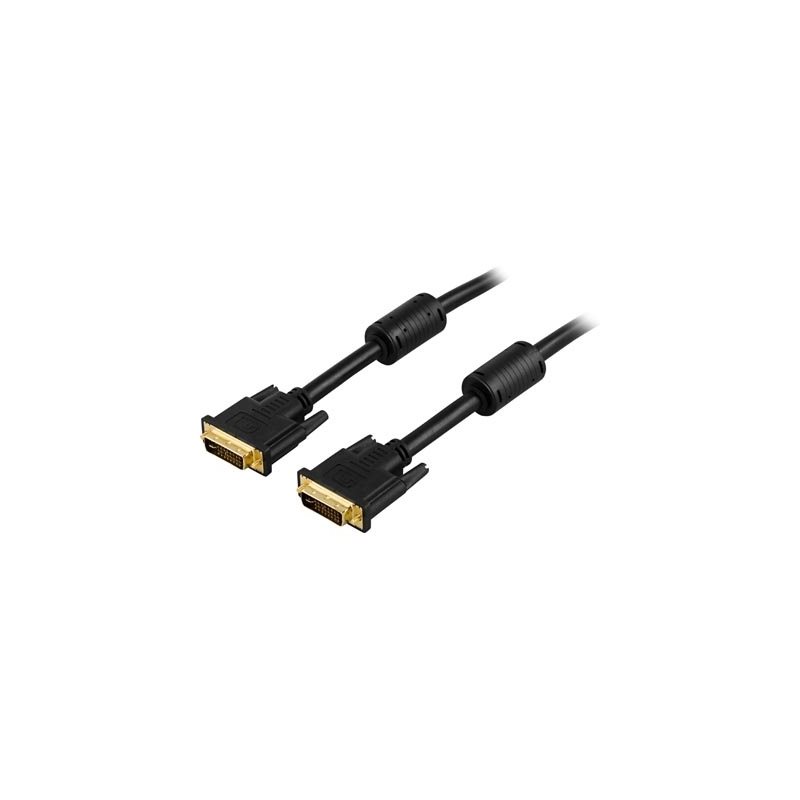 Deltaco DVI-I -näyttökaapeli, Dual-Link, 2m, musta