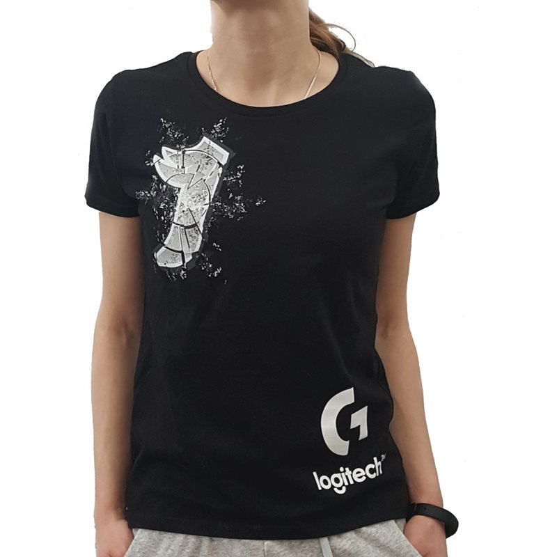 Jimm's Jimm's & Logitech T-paita, naisten, koko M, musta (Poistotuote! Norm. 15,90€)