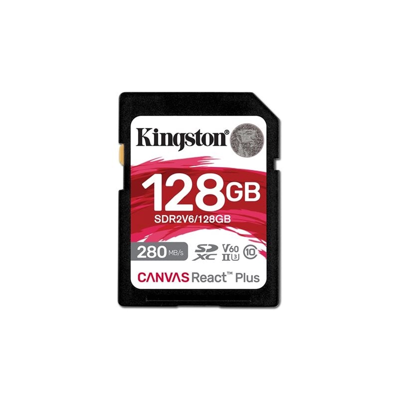 Kingston 128GB Canvas React Plus V60 SD, SDXC-muistikortti, UHS-II/U3/V60, jopa 280/100 MB/s