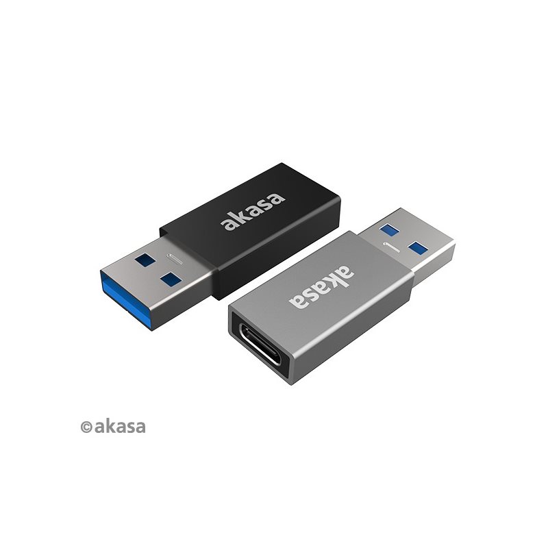 Akasa USB Type-A uros -> USB Type-C naaras -adapteri, 2-pack, musta/avaruudenharmaa