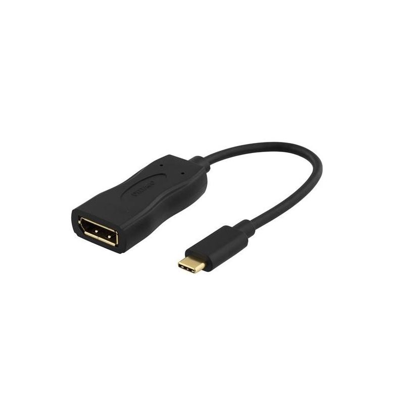 Deltaco 3.1 USB-C - Dispalyport -adapteri, musta