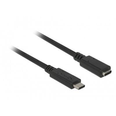 DeLock 3.2 Gen1 USB-C -jatkokaapeli, uros-naaras, 3A, 2m, musta