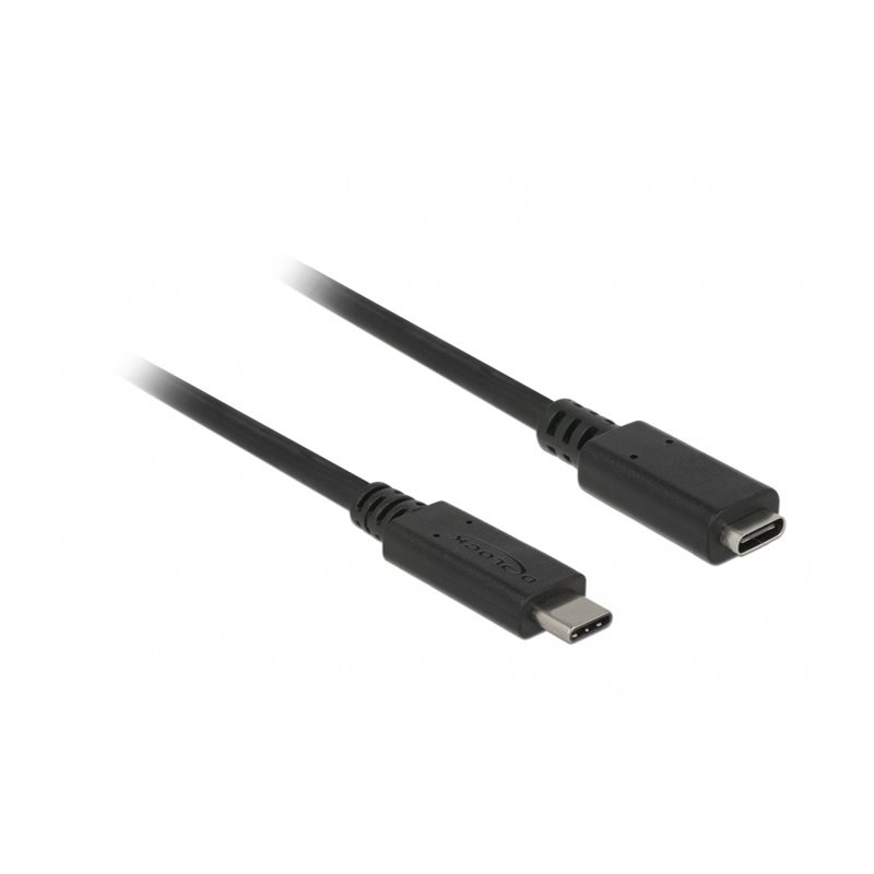 DeLock 3.1 Gen1 USB-C -jatkokaapeli, uros-naaras, 3A, 2m, musta