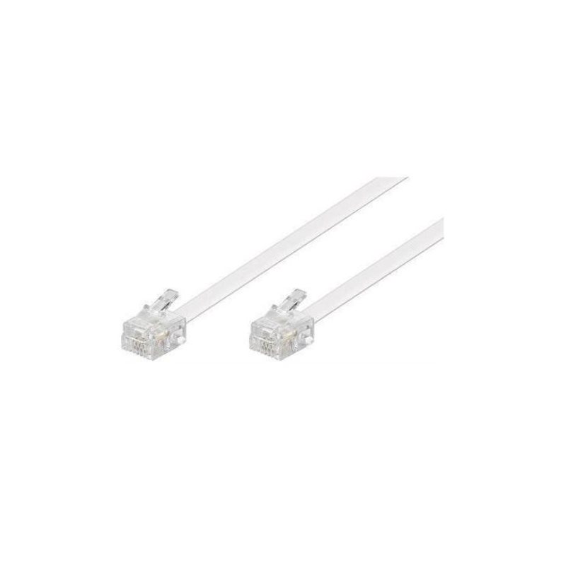 MicroConnect RJ11 -kaapeli, uros -> uros, 15m, valkoinen