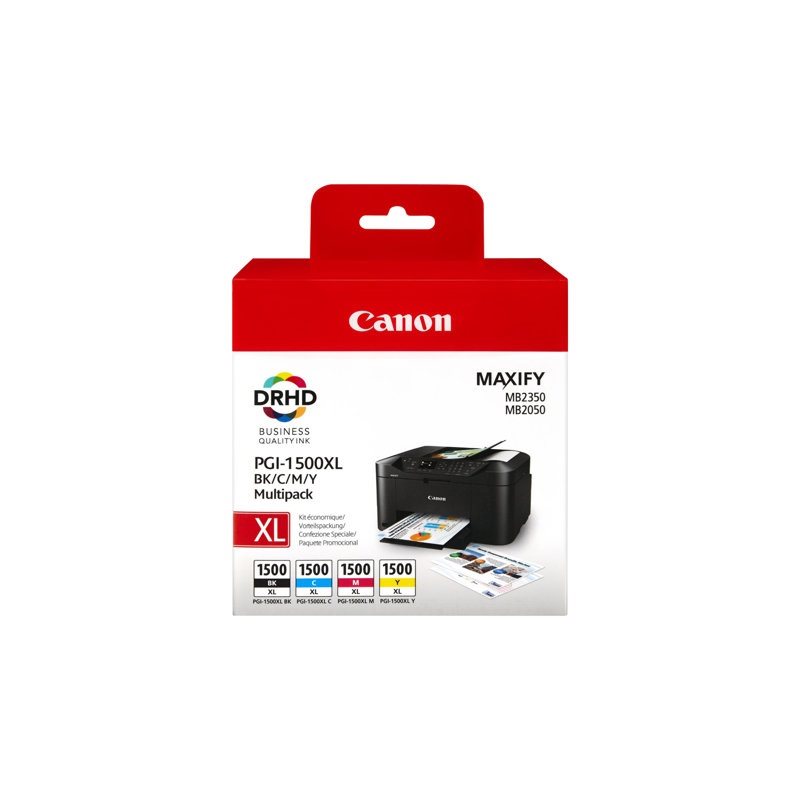 Canon PGI-1500XL C/M/Y/BK Multipack, tuottoisa mustesäiliösarja, jopa 1020 sivua