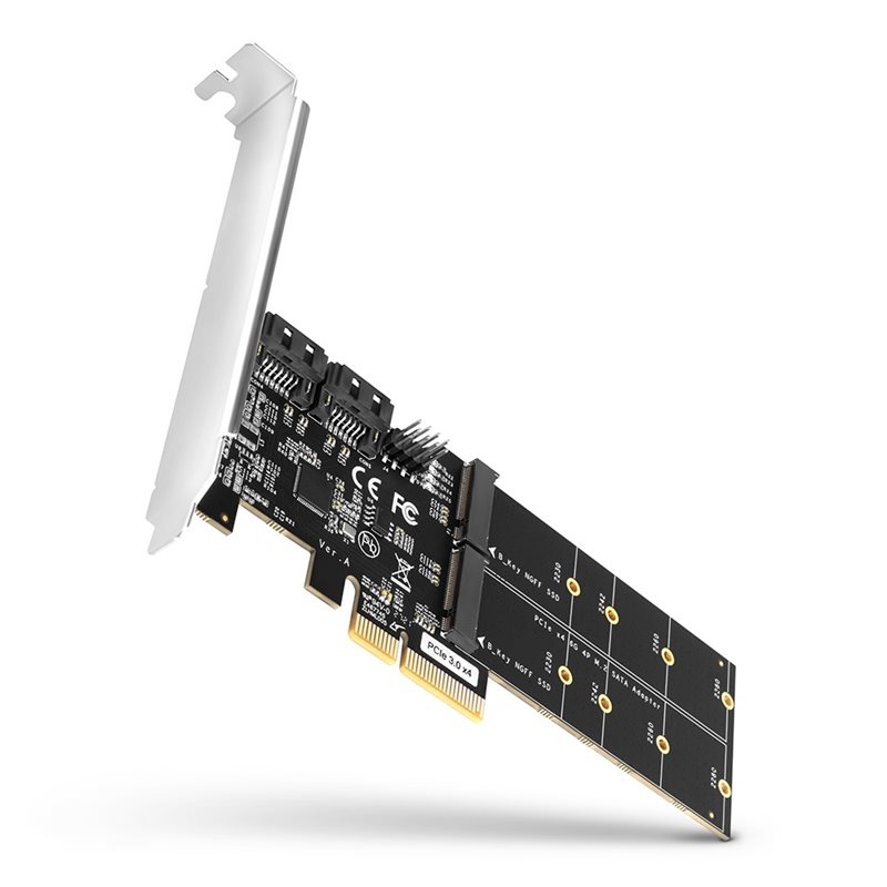 AXAGON PCIe 3.0 x2 -lisäkortti, 2x M.2 SATA SSD, 2x SATA III 6G-liitäntä, B&M/B-key