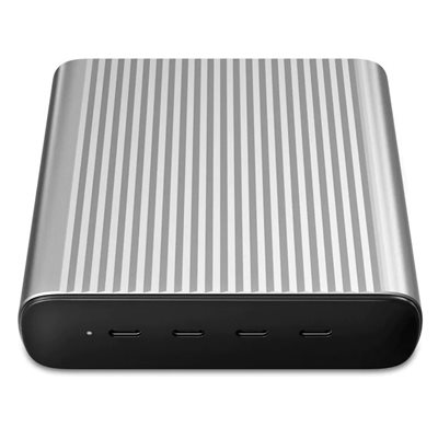 Targus 245W GaN-pöytälaturi, 4x USB-C PD3/QC4+, hopea/musta