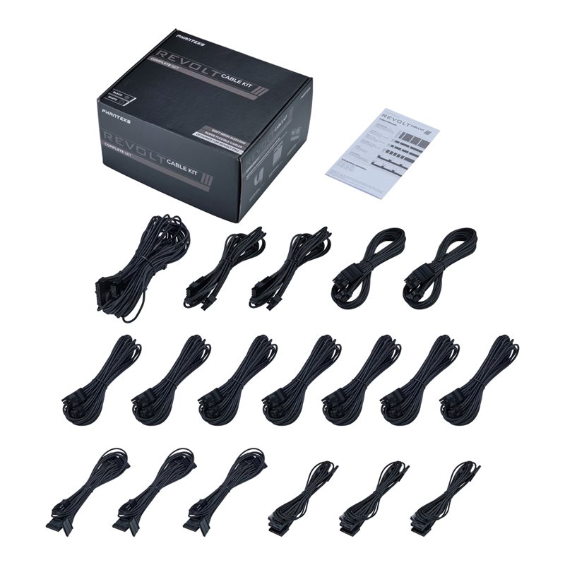 Phanteks Revolt Cable Kit, Complete Set, musta (Tarjous! Norm. 189,90€)