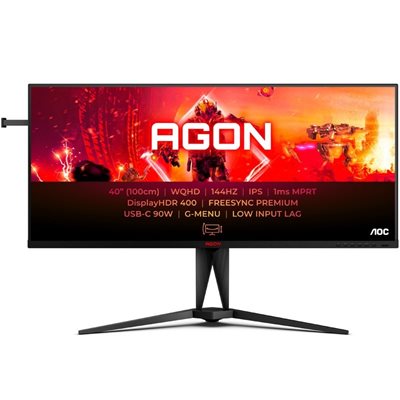 AOC 40" AGON AG405UXC, 144Hz WQHD-pelimonitori, musta/punainen