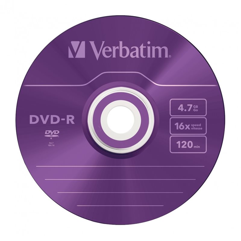 Verbatim DVD-R 4,7GB/120min, 16x, värilliset levyt, slim case, 5kpl - Kuva 2