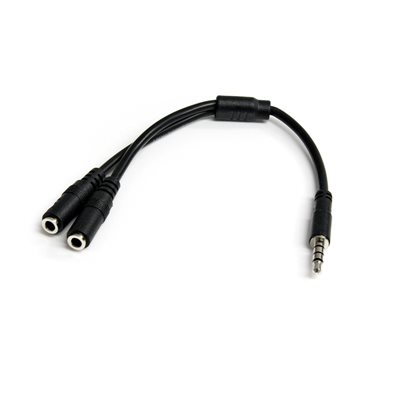 StarTech.com 3,5mm uros -> 2x 3,5mm mikrofoni/stereo naaras -adapterikaapeli, 4-pin, musta