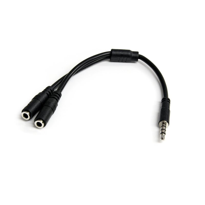 StarTech.com 3,5mm uros -> 2x 3,5mm mikrofoni/stereo naaras -adapterikaapeli, 4-pin, musta