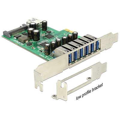 DeLock USB-A x6 + x1 sisäinen -lisäkortti, PCIe x1