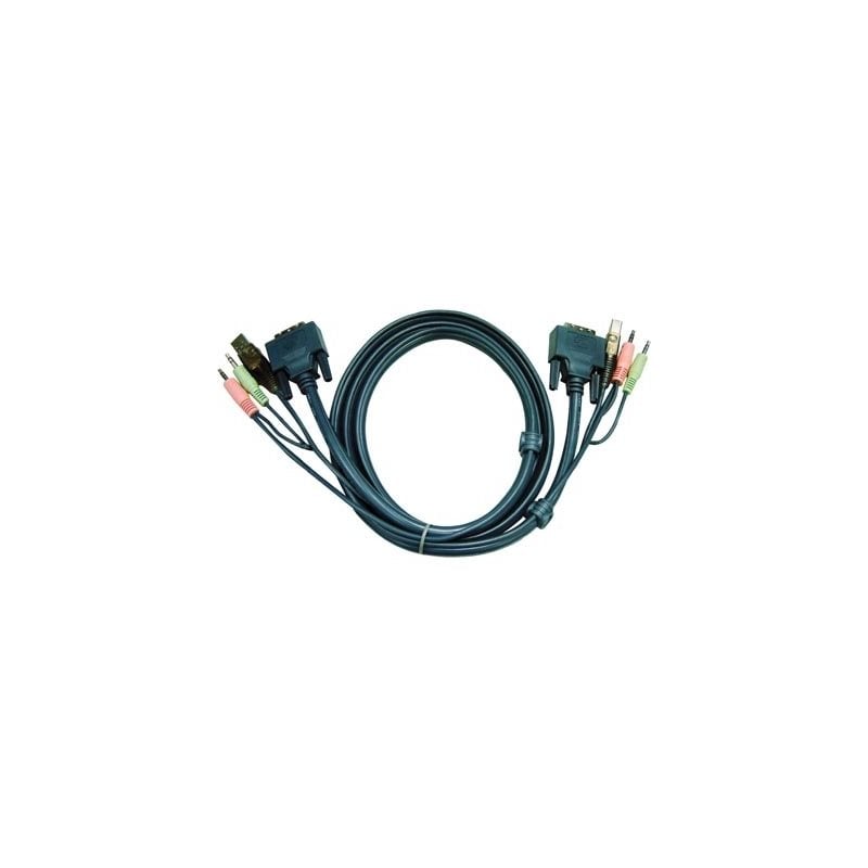 Aten KVM-kaapeli, DVI-D/2x3,5mm/USB A > DVI-D/2x3,5mm/USB B, u -u, 3m