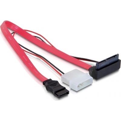 DeLock Micro SATA 16-pin uros -> SATA 7-pin + 2-pin virta -adapterikaapeli, 30cm, punainen