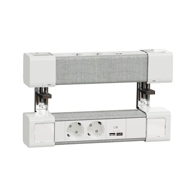 Schneider Electric Unica System+, pöytäpistorasia yksikkö 4x Schuko 16A + 2x USB A+C 2,4A, valkoinen