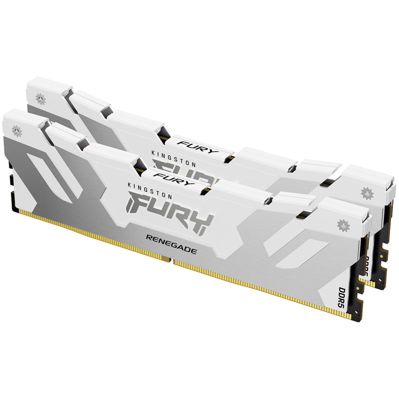 Kingston 32GB (2 x 16GB) FURY Renegade White, DDR5 7200MHz, CL38, 1.45V, valkoinen/hopea