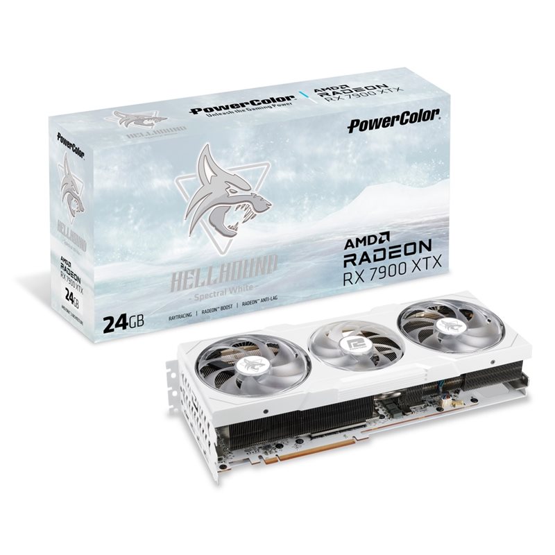 PowerColor Radeon RX 7900 XTX Hellhound Spectral White -näytönohjain, 24GB GDDR6