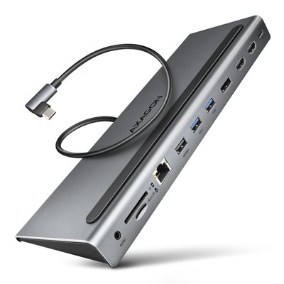 AXAGON 3.2 Gen1 USB-C 10-in-1 -telakka, hopea