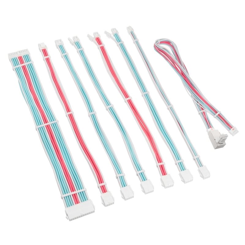 Kolink Core Pro Braided Cable Extension Kit 12V-2x6 Type 1 - Brilliant White/Neon Blue/Pure Pink