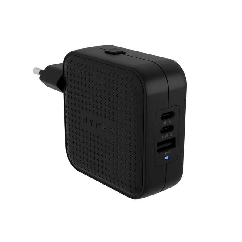 Targus 70W HyperJuice GaN-verkkovirtalaturi, 2x USB-C PD3.0, USB-A, musta