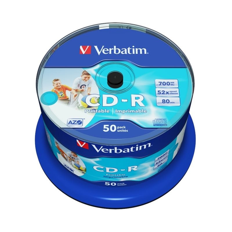 Verbatim CD-R 700MB/80min, 52x, printable, spindle, 50kpl