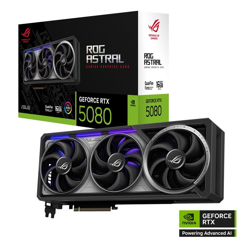 Asus GeForce RTX 5080 ROG Astral - OC Edition -näytönohjain, 16GB GDDR7