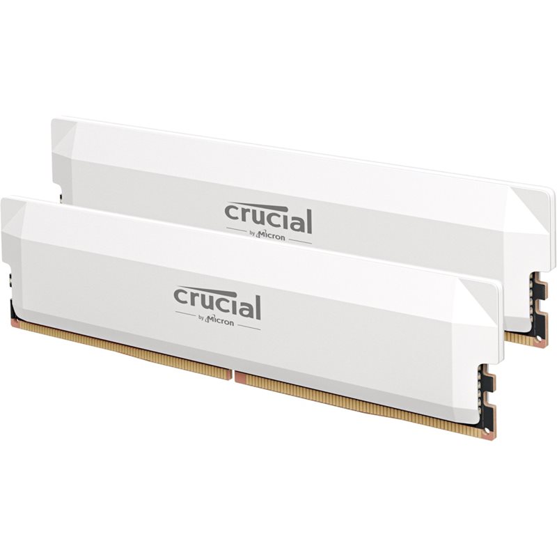 Crucial 64GB (2 x 32GB) Pro - OC Gaming Memory, DDR5 6000MHz, CL40, 1.35V, valkoinen