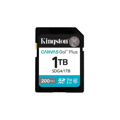 Kingston 1TB Canvas Go! Plus Gen4, SDXC-muistikortti, UHS-1 V30 U3, jopa 200/160 MB/s